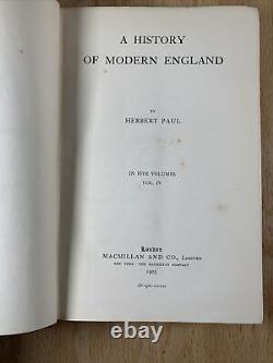 Une histoire de l'Angleterre moderne Tomes I-V par Herbert Paul - Première édition originale 1904