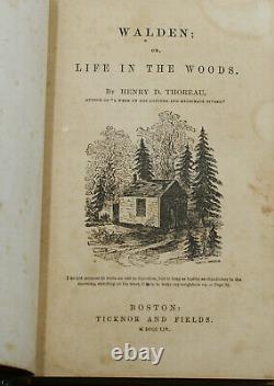 Walden Or Life In The Woods Par Henry David Thoreau First Edition 1854 1er